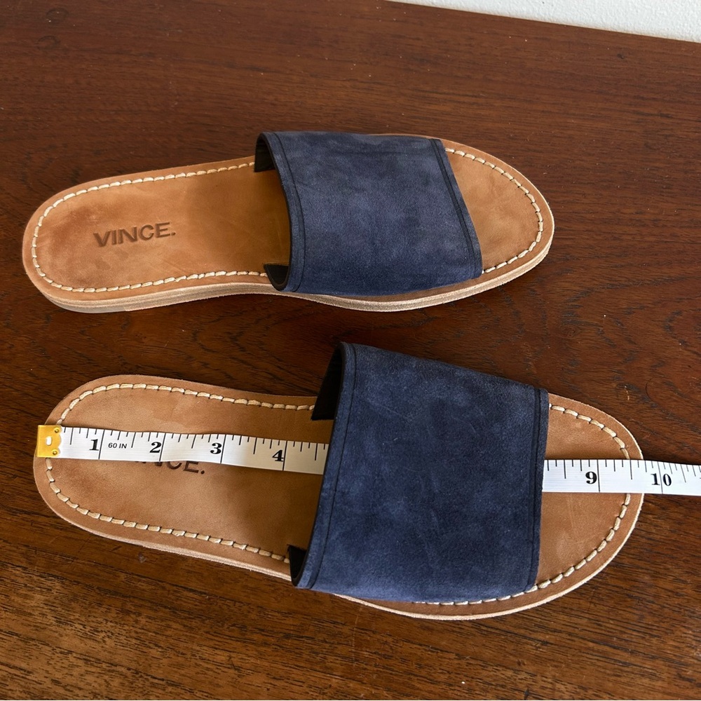 VINCE Suede-Leather Flat Mules Navy - Picture 8 of 8